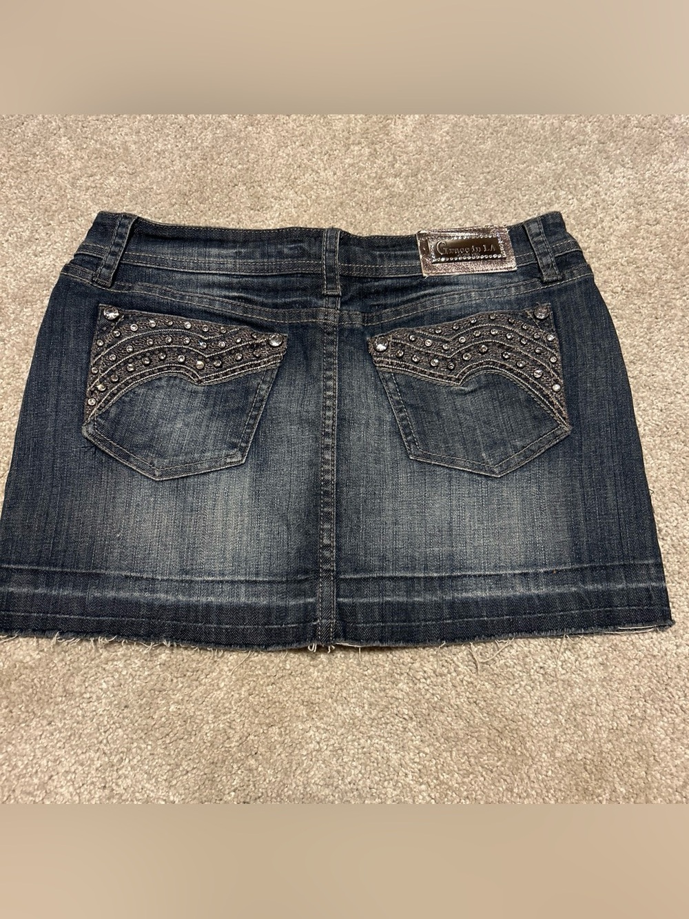 Vintage Y2K Grace in LA Bling Denim Mini Skirt size M